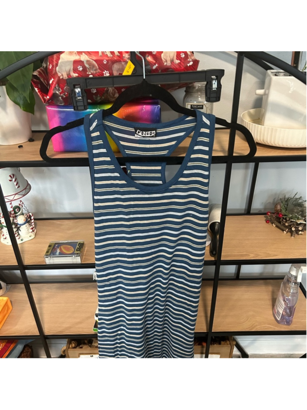 Volcom Blue and White Striped Sleeveless dress vintage